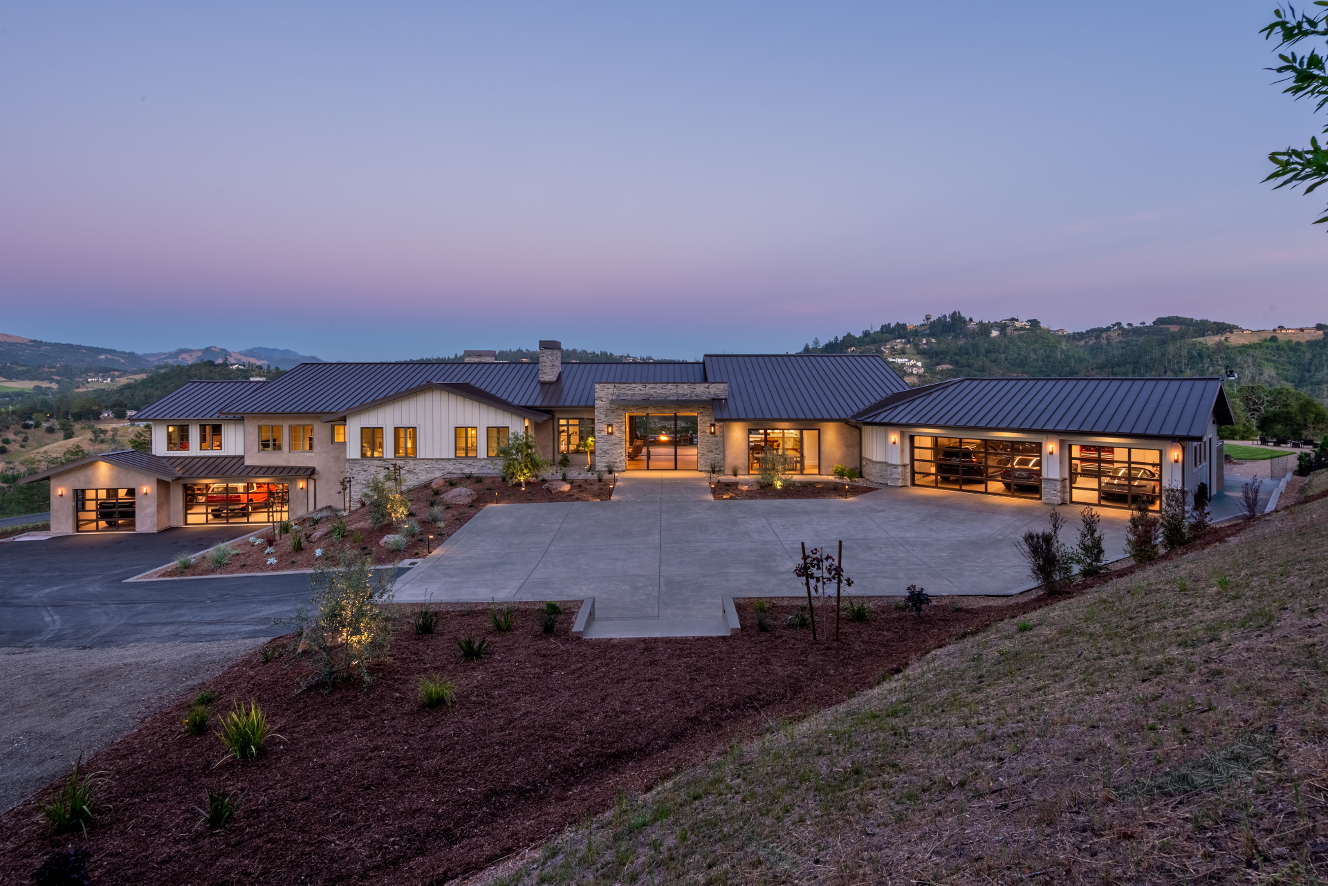 Quietwater Ridge estate exterior at dusk